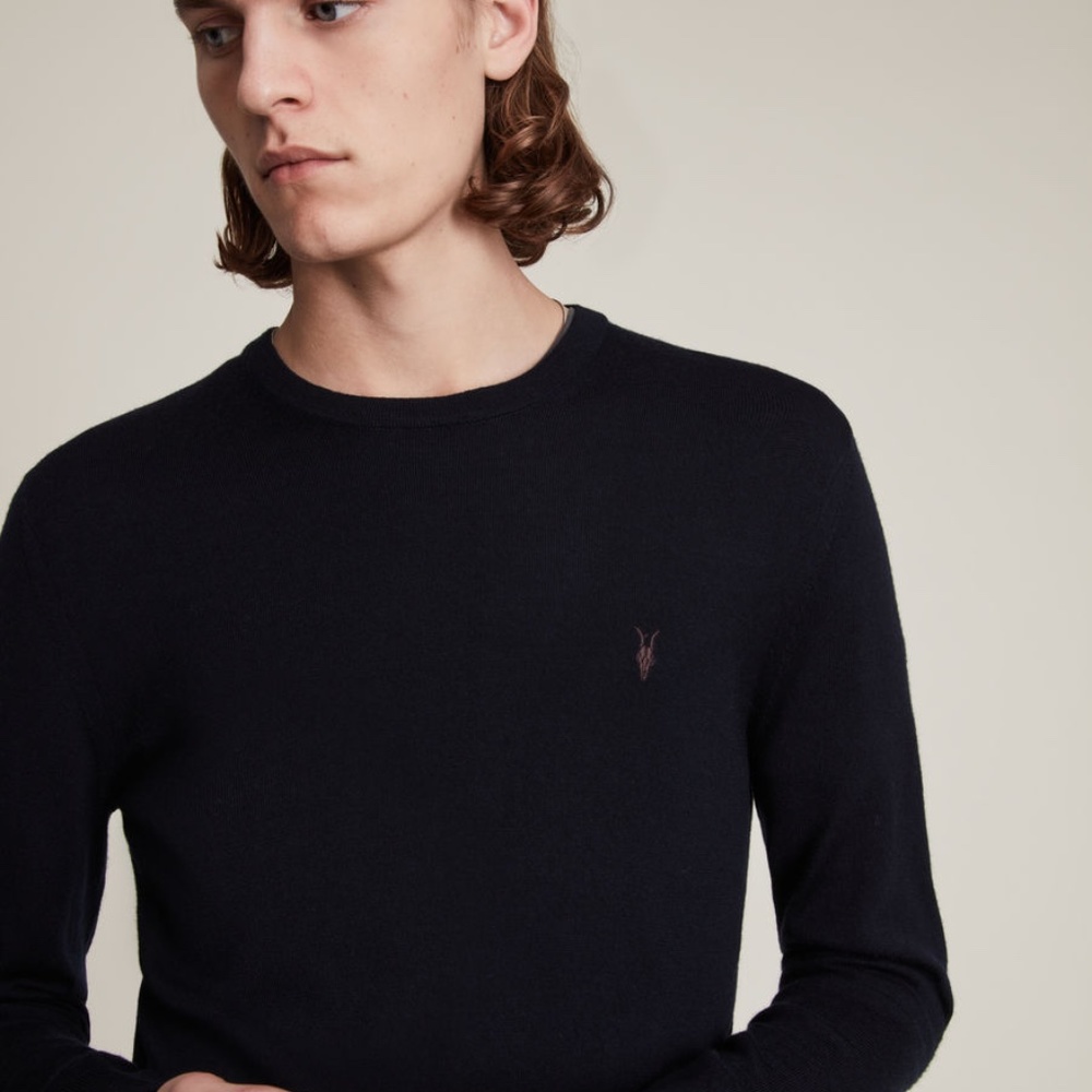 All Saints Men Mode Merino Sweater Navy L